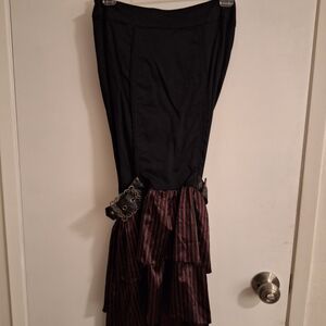Blacklist By Lip Service Black Steampunk Goth With Buckles Full Length Skirt
